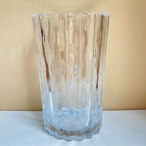 Marquis by Waterford Crystal clear oval wavy ribbed vase tall and heavy 8.5 inch